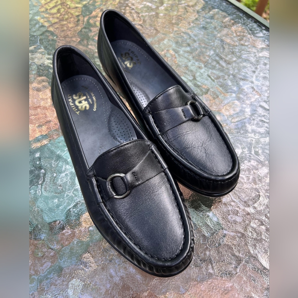 SAS Jewel Black Loafer Shoe - Size 8W with Decorative Buckle - Brand New